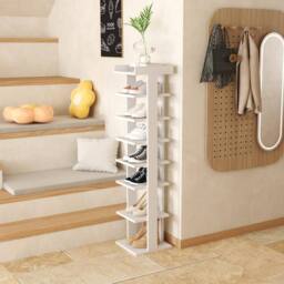 Dprodo 7-Tier PVC Wood Plastic Shoe Rack in White - Size: 1 Pack - thumbnail 7