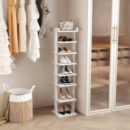 Dprodo 7-Tier PVC Wood Plastic Shoe Rack in White - Size: 1 Pack - thumbnail 8