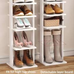 Dprodo 7-Tier PVC Wood Plastic Shoe Rack in White - Size: 1 Pack - thumbnail 6