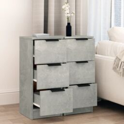 Berkfield Home Sideboards 2 pcs Concrete Grey 30x30x70 cm Engineered Wood - Size: 30 x 30 x 70 cm - thumbnail 3