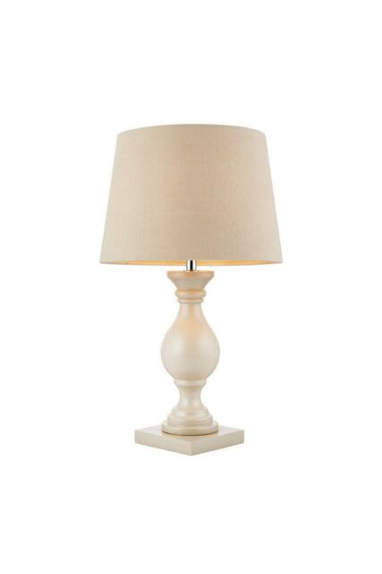 Netlighting Marsham Table Lamp Linen Effect Ivory Painted Wood E14 in White - image 1