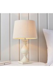 Netlighting Marsham Table Lamp Linen Effect Ivory Painted Wood E14 in White - thumbnail 2