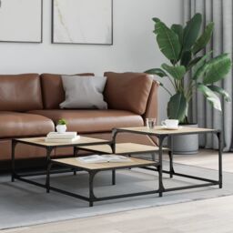 Berkfield Home Coffee Table Sonoma Oak 107x107x40 cm Engineered Wood in Brown - Size: 107 x 107 x 40 cm - thumbnail 3