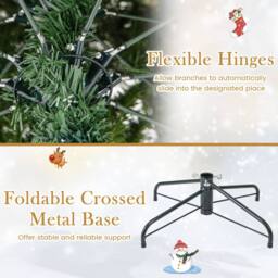 Gymax 180 CM/6 FT Pre-lit Christmas Tree With 270 Warm White LED Lights in Green - thumbnail 8