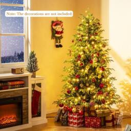 Gymax 180 CM/6 FT Pre-lit Christmas Tree With 270 Warm White LED Lights in Green - thumbnail 5