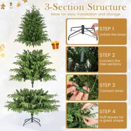 Gymax 180 CM/6 FT Pre-lit Christmas Tree With 270 Warm White LED Lights in Green - thumbnail 7
