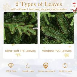 Gymax 180 CM/6 FT Pre-lit Christmas Tree With 270 Warm White LED Lights in Green - thumbnail 2