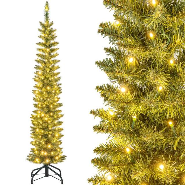 Gymax 150CM Pre-lit Artificial Christmas Tree With 296 Branch Tips & 150 LED Lights in Green - Size: 5ft - image 1
