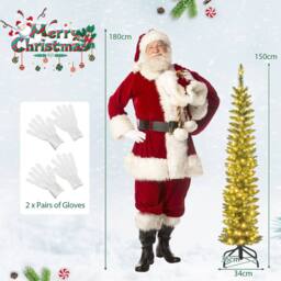 Gymax 150CM Pre-lit Artificial Christmas Tree With 296 Branch Tips & 150 LED Lights in Green - Size: 5ft - thumbnail 6