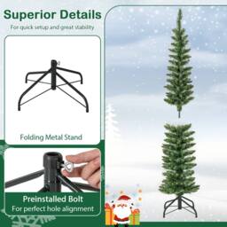 Gymax 150CM Pre-lit Artificial Christmas Tree With 296 Branch Tips & 150 LED Lights in Green - Size: 5ft - thumbnail 5
