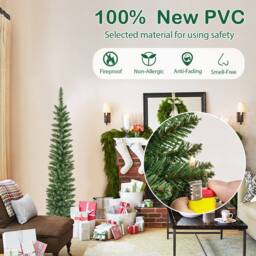 Gymax 150CM Pre-lit Artificial Christmas Tree With 296 Branch Tips & 150 LED Lights in Green - Size: 5ft - thumbnail 2