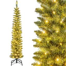 Gymax 150CM Pre-lit Artificial Christmas Tree With 296 Branch Tips & 150 LED Lights in Green - Size: 5ft - thumbnail 1