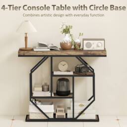 HOMCOM Industrial Console Table, Hallway Table with 4-Tier Shelves in Brown - thumbnail 4