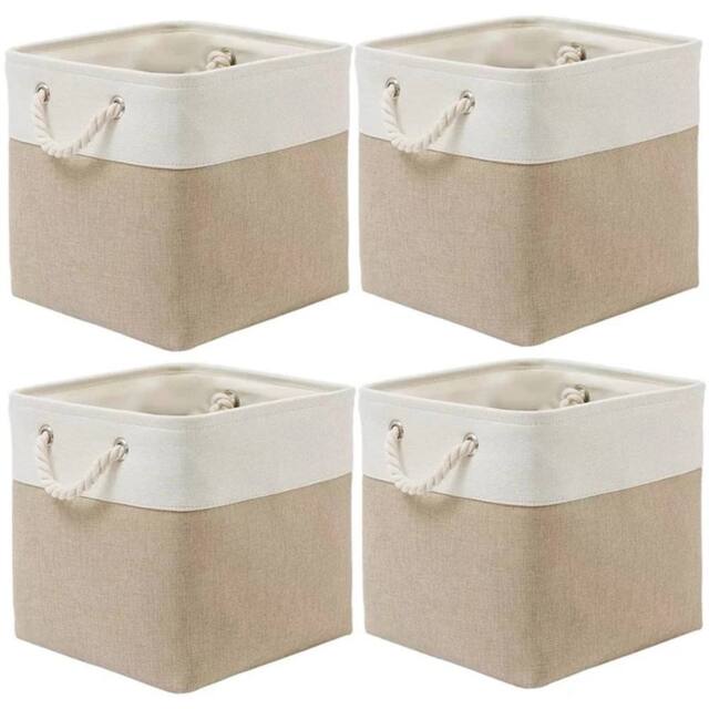 Kelvenix beige 4x Foldable Storage Box Shelf Baskets - Size: 500mm - image 1