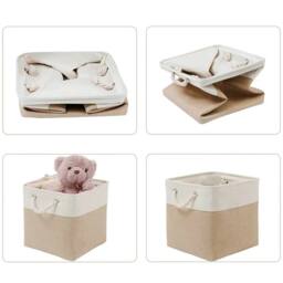 Kelvenix beige 4x Foldable Storage Box Shelf Baskets - Size: 500mm - thumbnail 3