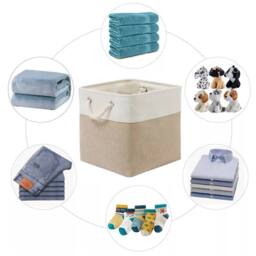 Kelvenix beige 4x Foldable Storage Box Shelf Baskets - Size: 500mm - thumbnail 4