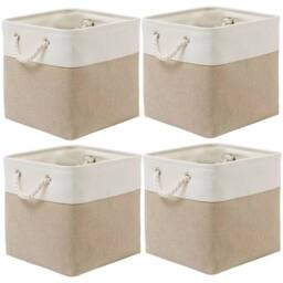 Kelvenix beige 4x Foldable Storage Box Shelf Baskets - Size: 500mm