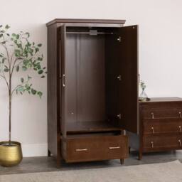 Melody Maison Dark Wood Reeded Wardrobe - Georgian Range in Dark Brown - thumbnail 3