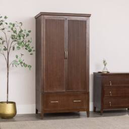 Melody Maison Dark Wood Reeded Wardrobe - Georgian Range in Dark Brown