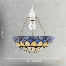 Happy Homewares Lavender Purple Stained Glass Domed Tiffany Pendant Shade with Chains - thumbnail 7