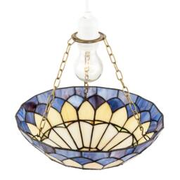 Happy Homewares Lavender Purple Stained Glass Domed Tiffany Pendant Shade with Chains - thumbnail 3