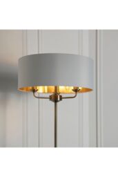 Netlighting Highclere Base & Shade Floor Lamp Antique Brass Plate Vintage White Fabric in Gold - thumbnail 6