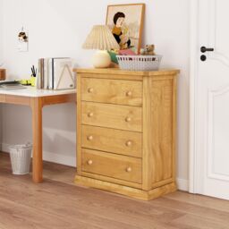 Cabinet Bits Lucca 4 Drawer Chest of Drawers Wood Knob in Light Brown - thumbnail 1