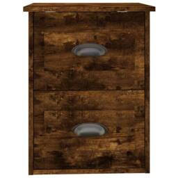 Berkfield Home Elegant Wall-mounted Bedside Cabinet Smoked Oak 41.5x36x53cm in Brown - Size: 41.5x36x53 cm - thumbnail 7