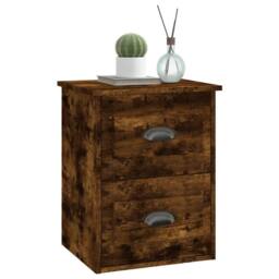 Berkfield Home Elegant Wall-mounted Bedside Cabinet Smoked Oak 41.5x36x53cm in Brown - Size: 41.5x36x53 cm - thumbnail 4