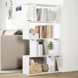 Berkfield Home Room Divider Bookcase 4-Tier White 70x24x129 cm Engineered Wood - Size: 70 x 24 x 129 cm - thumbnail 4