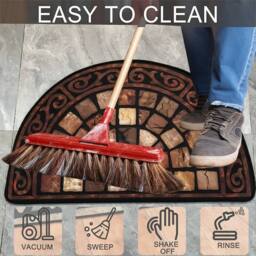 Havendro Anti-Slip Slate Effect Door Mat 80x50cm Rubber - Size: 67 cm x 127 cm half moon - thumbnail 3