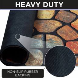 Havendro Anti-Slip Slate Effect Door Mat 80x50cm Rubber - Size: 67 cm x 127 cm half moon - thumbnail 4