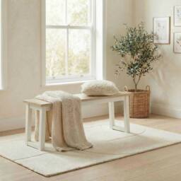 FurnitureboxUK Tobermory Rectangular Whitewash & White Wood Dining Bench - thumbnail 1