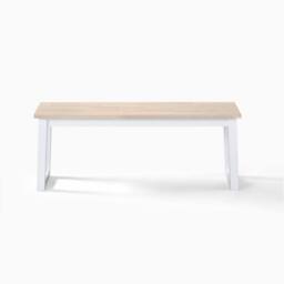 FurnitureboxUK Tobermory Rectangular Whitewash & White Wood Dining Bench - thumbnail 3
