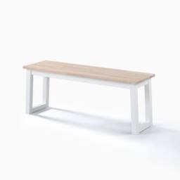 FurnitureboxUK Tobermory Rectangular Whitewash & White Wood Dining Bench - thumbnail 2