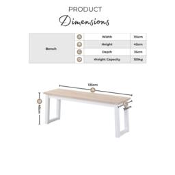FurnitureboxUK Tobermory Rectangular Whitewash & White Wood Dining Bench - thumbnail 7