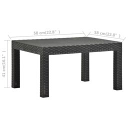 Berkfield Home Garden Table Anthracite 58x58x41 cm PP Rattan in Black - Size: 58 x 58 x 41 cm - thumbnail 6