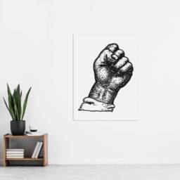 "Artery8 Clenched Fist Black & White Drawing Gestel Wall Art Poster Print - Size: W18"" x H24""" - thumbnail 4