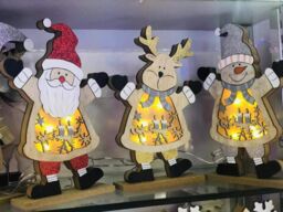 Shatchi LED Wooden Christmas Santa Snowman Reindeer Xmas Home Indoor Table Decorations Ornaments Centrepiece, 27cm, Wood - thumbnail 2