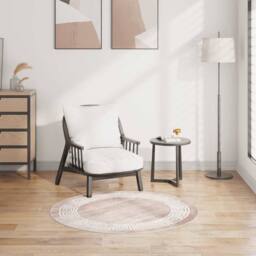 Berkfield Home Rug Washable 120 cm Beige Anti Slip - Size: 100 cm diameter - thumbnail 2