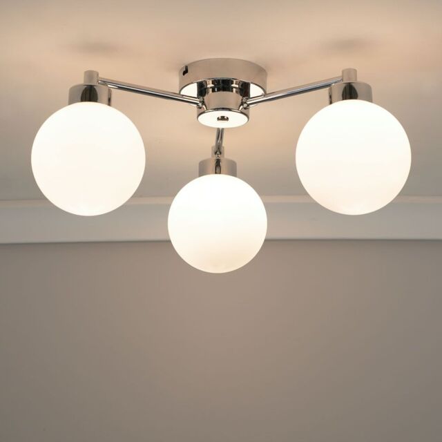 ValueLights Jonah 3 Arm Globe Ball Shade Flush Ceiling Light in Silver - image 1