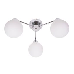 ValueLights Jonah 3 Arm Globe Ball Shade Flush Ceiling Light in Silver - thumbnail 2