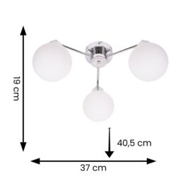 ValueLights Jonah 3 Arm Globe Ball Shade Flush Ceiling Light in Silver - thumbnail 6