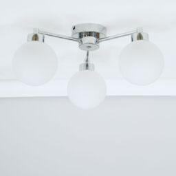 ValueLights Jonah 3 Arm Globe Ball Shade Flush Ceiling Light in Silver - thumbnail 5