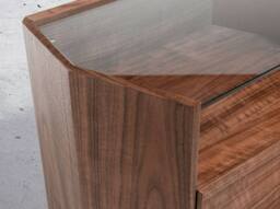 Angel Cerda Walnut Bedside Table with Tempered Glass Top, 1 in Brown - thumbnail 5