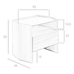 Angel Cerda Walnut Bedside Table with Tempered Glass Top, 1 in Brown - thumbnail 8