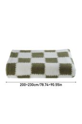 Living and Home Flannel Soft Lightweight Checkered Throw Blanket for Couch & Bed in Green - Size: 200 cm x 230 cm - thumbnail 7