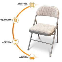 Kelvenix 6 x Folding Chairs-TRESTLE TABLE PICNIC BBQ PARTY CHAIRS in Beige - Size: 100 cm - thumbnail 4
