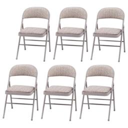 Kelvenix 6 x Folding Chairs-TRESTLE TABLE PICNIC BBQ PARTY CHAIRS in Beige - Size: 100 cm - thumbnail 1