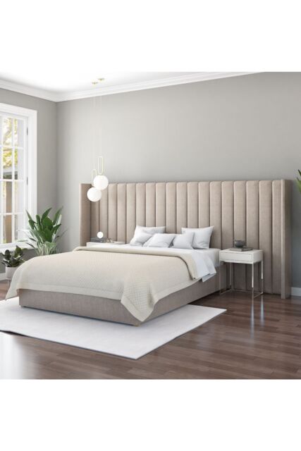 Aspire Grandeur Headboard in Eire Linen Grey in Natural - image 1